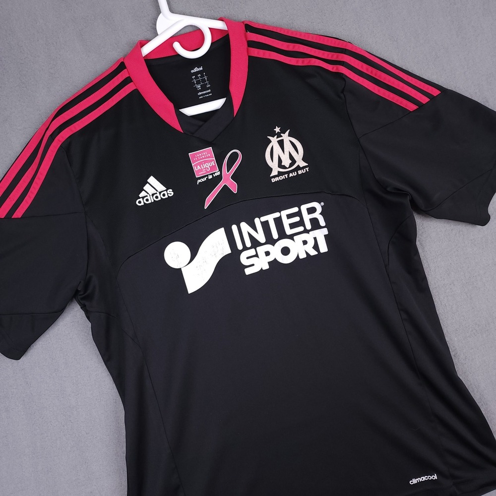 Adidas Olympique de Marseille Football Soccer Jersey Climacool Polyester Black L